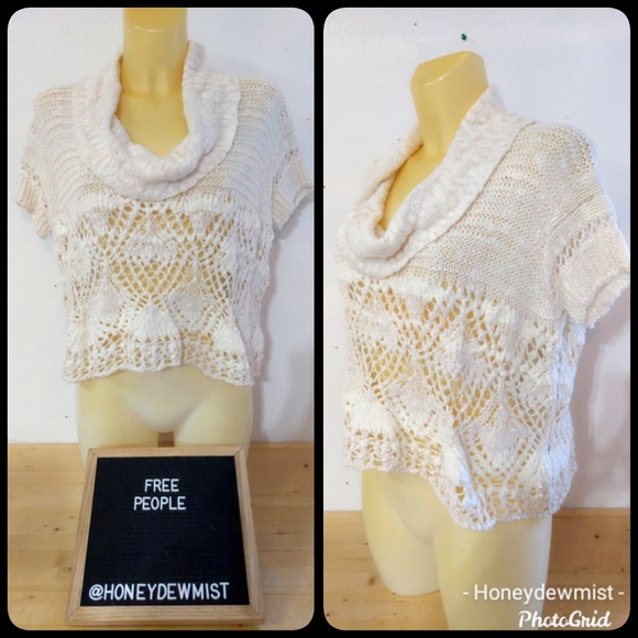 Free People Tops - 🌹5/25🌹FREE PEOPLE Off White Crochet Cowl Neck Top
